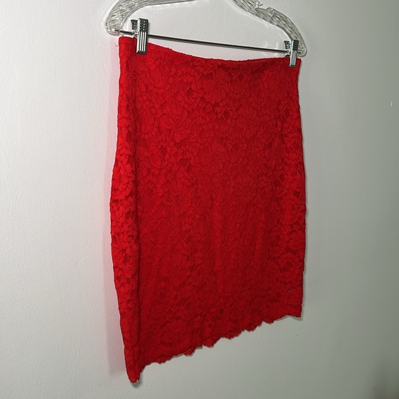 NWT Express Stretch Red Lace Skirt Mini Size Medium - Picture 2 of 9